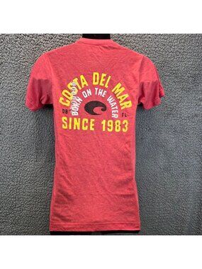 Costa Del Mar Born on the Water T Shirt S Red Heather Crew Neck Casual Beachy